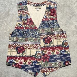 Vintage Stampede Vest Women Medium Floral Country Prairie Cottage Cabin Chore